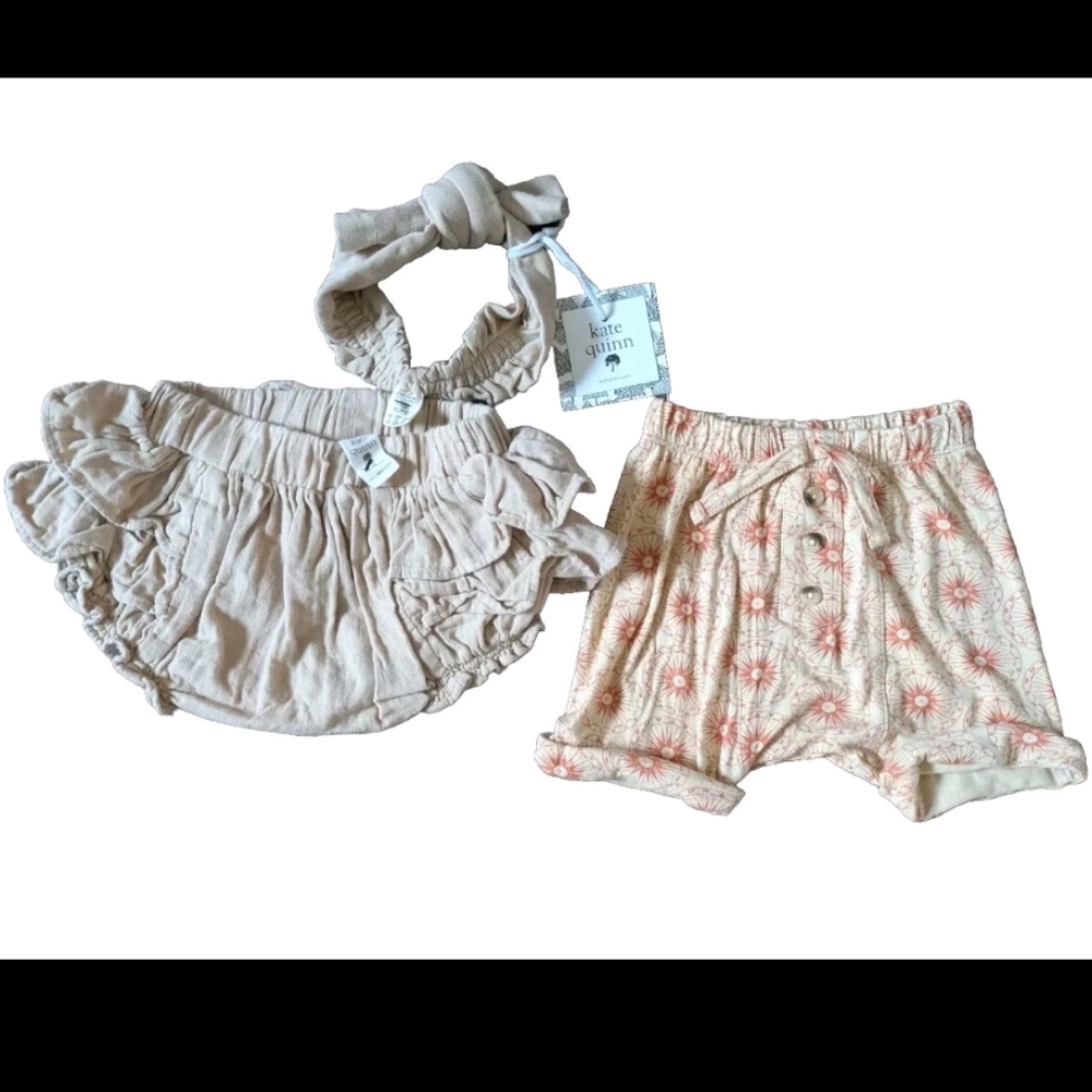 Kate‎ Quinn Girls 12-18 M Bottoms Lot Khaki Ruffle Skirt Orange Compass Shorts
